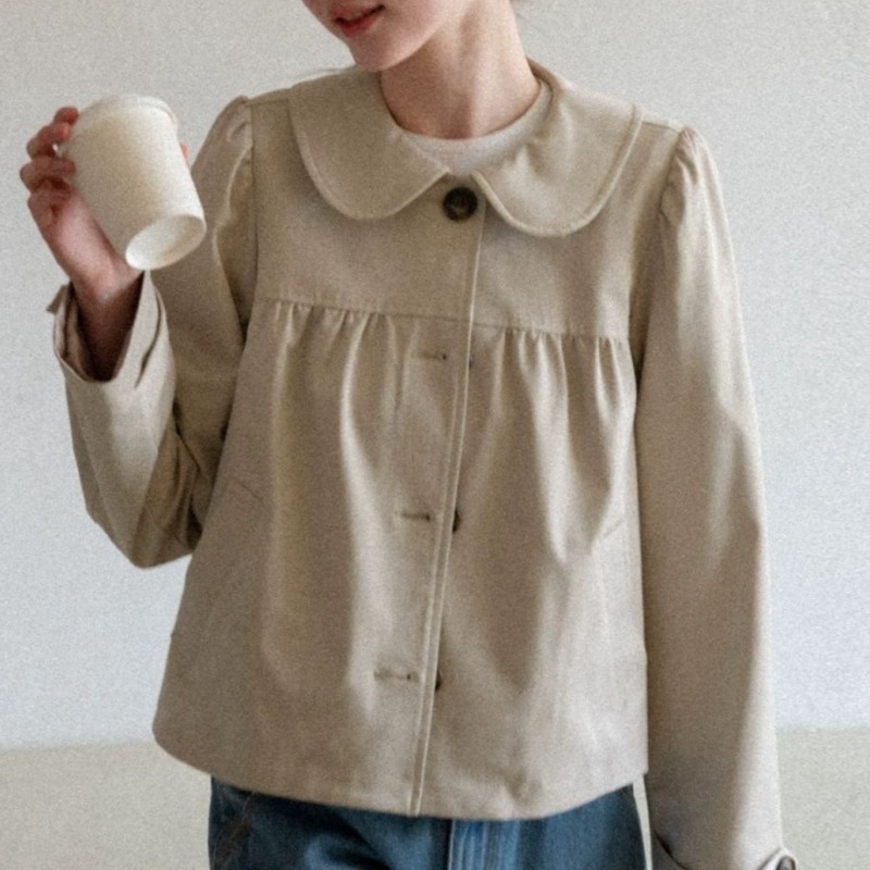 Women'S Y2K Fashion Aesthetic - Kimutomo Women Jackets Peter Pan Collar