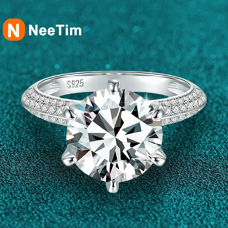 Women'S Fashion Rings Gold - NeeTim 5 Carat Moissanite Wedding Rings