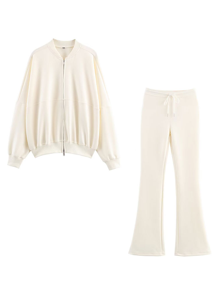 Women'S Fashion Bomber Jacket - HH Women Elegant Solid Flared Pants
