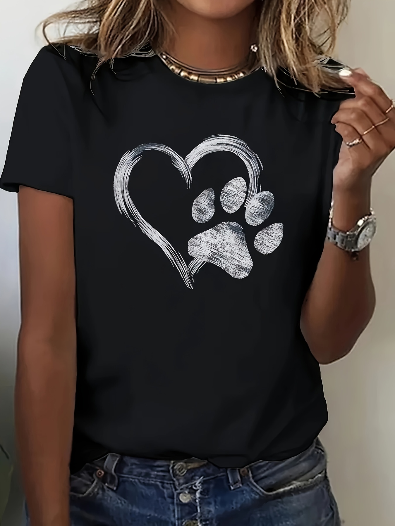 Women'S Fashion In The 90S - Women's Heart and Dog Paw Print