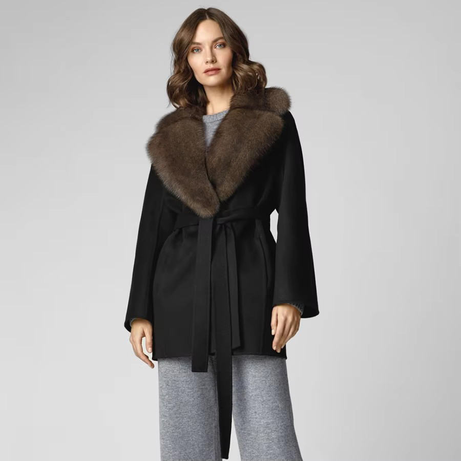 Women'S Fashion Bomber Jacket - Natural Section Fox Fur Coat With