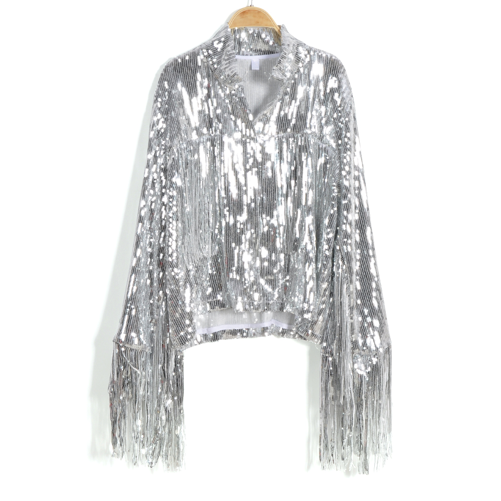 Harajuku Unisex Sequin Fringed - Women'S Fashion Bomber Jacket review and price