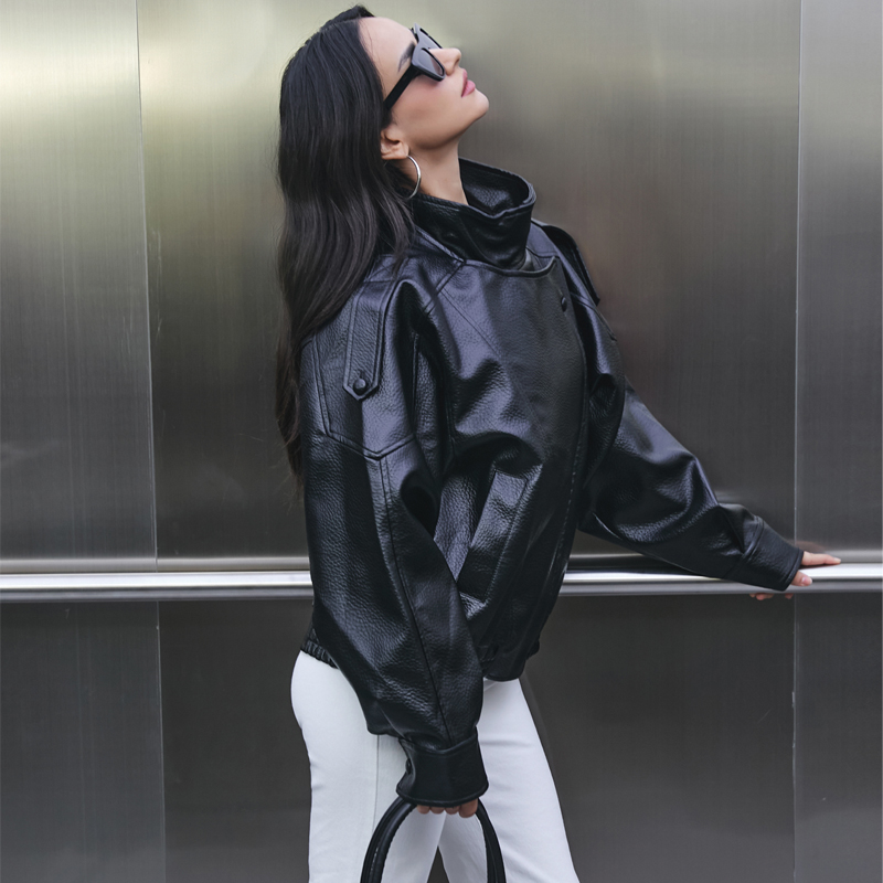 MUJER Faux Leather Women's Jac - Women'S Fashion Bomber Jacket review and price