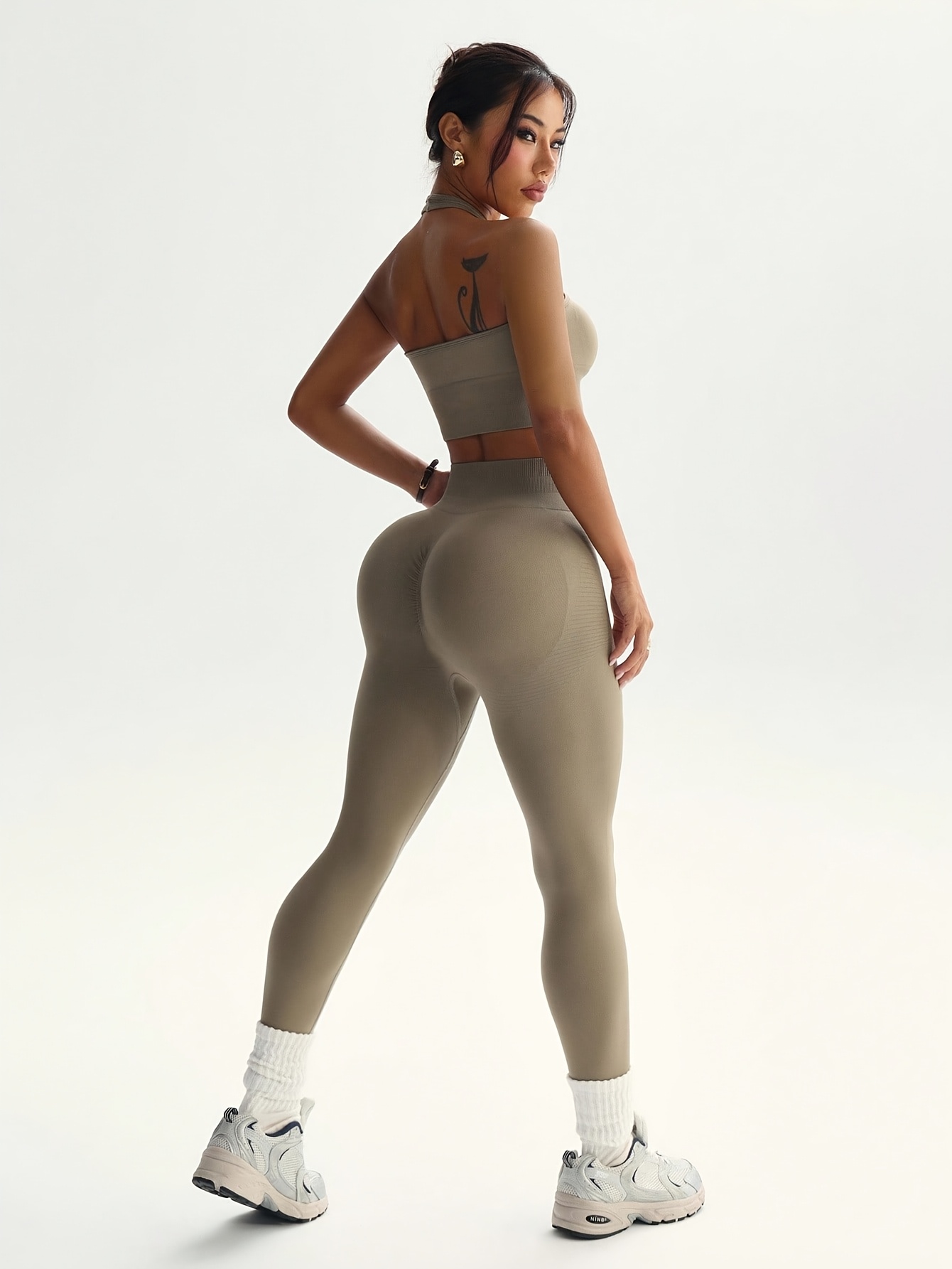 2pcs Solid Color Fashionable V - High Waist Leggings review and price
